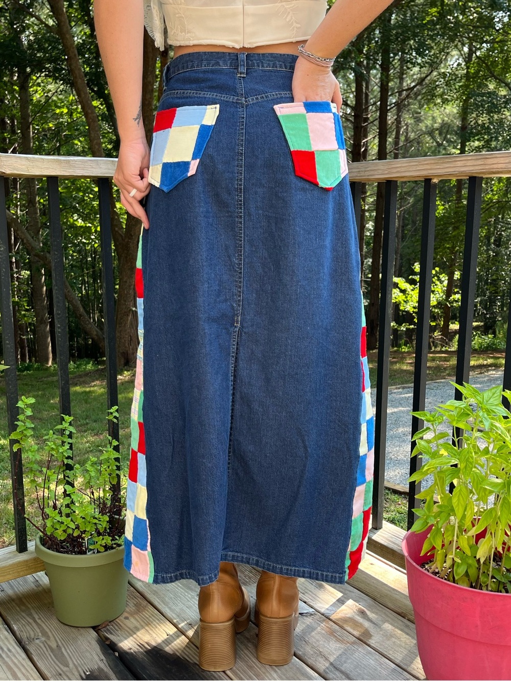 Liz Claiborne Reworked Denim Patchwork Maxi Skirt - Picture 3 of 4